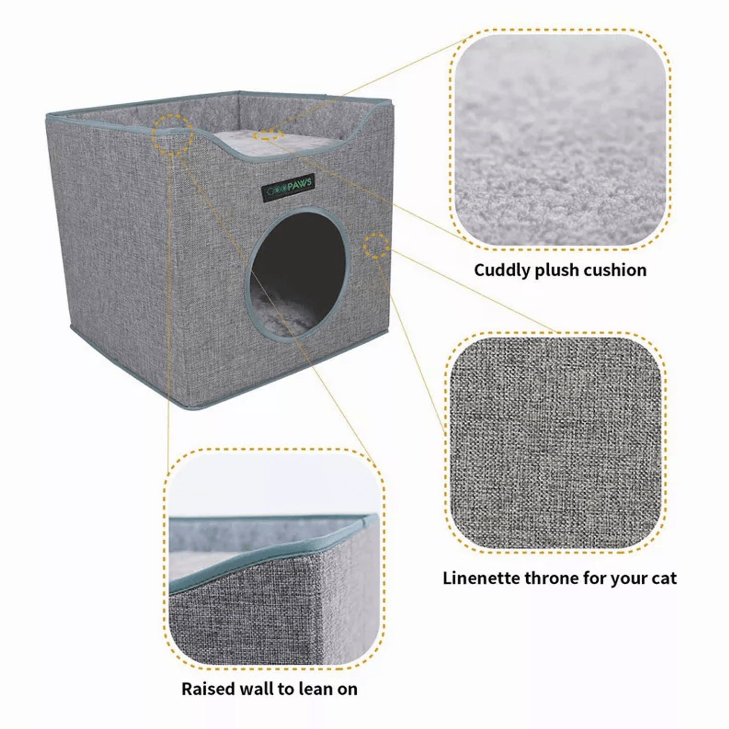 JESPET Premium Foldable Cat Condo with Reversible Cushions and Scratch-Resistant Design-4