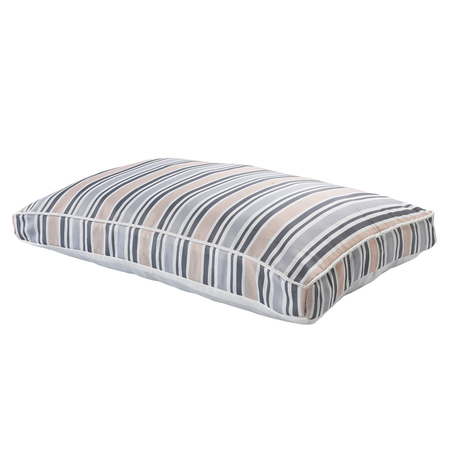 24" X 36" Gray Tan And White Striped Pillow Style Pet Bed With Removable Cover-3