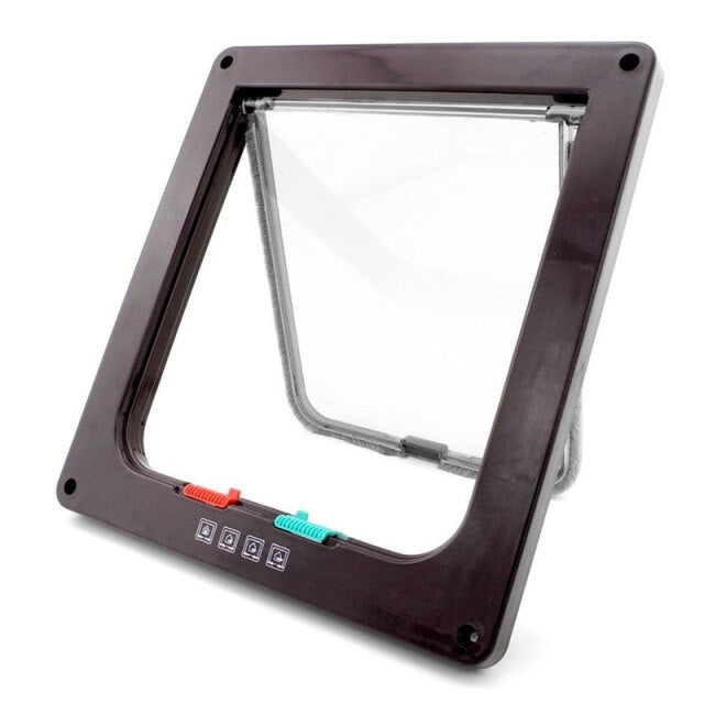 4 Way Lockable Cat Flap Door Lock Security Flap Door for Dog Cat Kitten Small Pet Gate Door Kit Cat Dog Cat Door-1