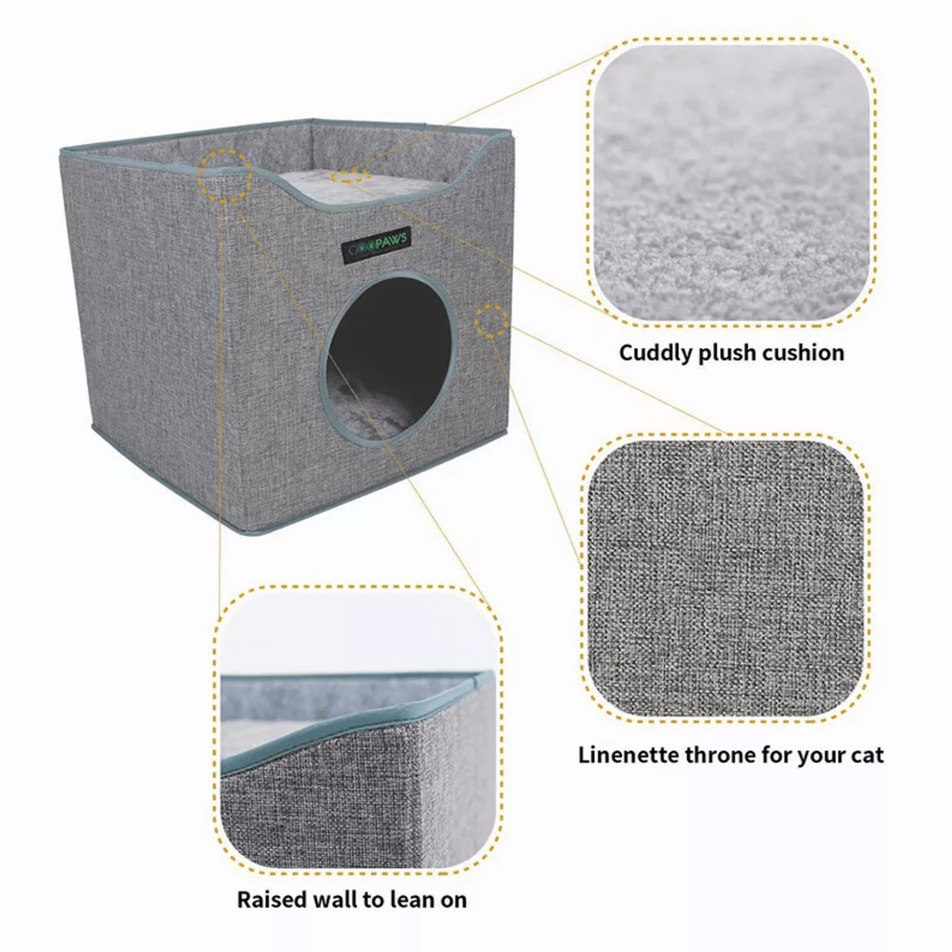 JESPET Premium Foldable Cat Condo with Reversible Cushions and Scratch-Resistant Design-4