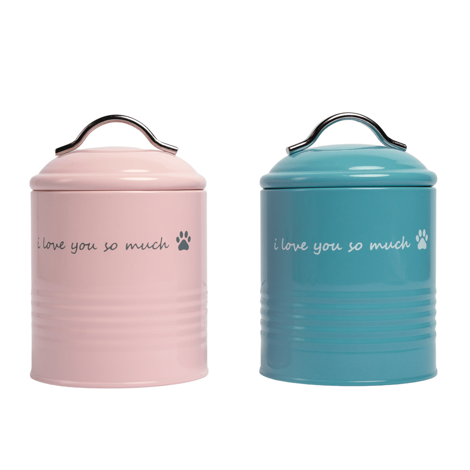 I Love You So Much Dog Treat Canister Set in Blush Pink & Sky Blue-0