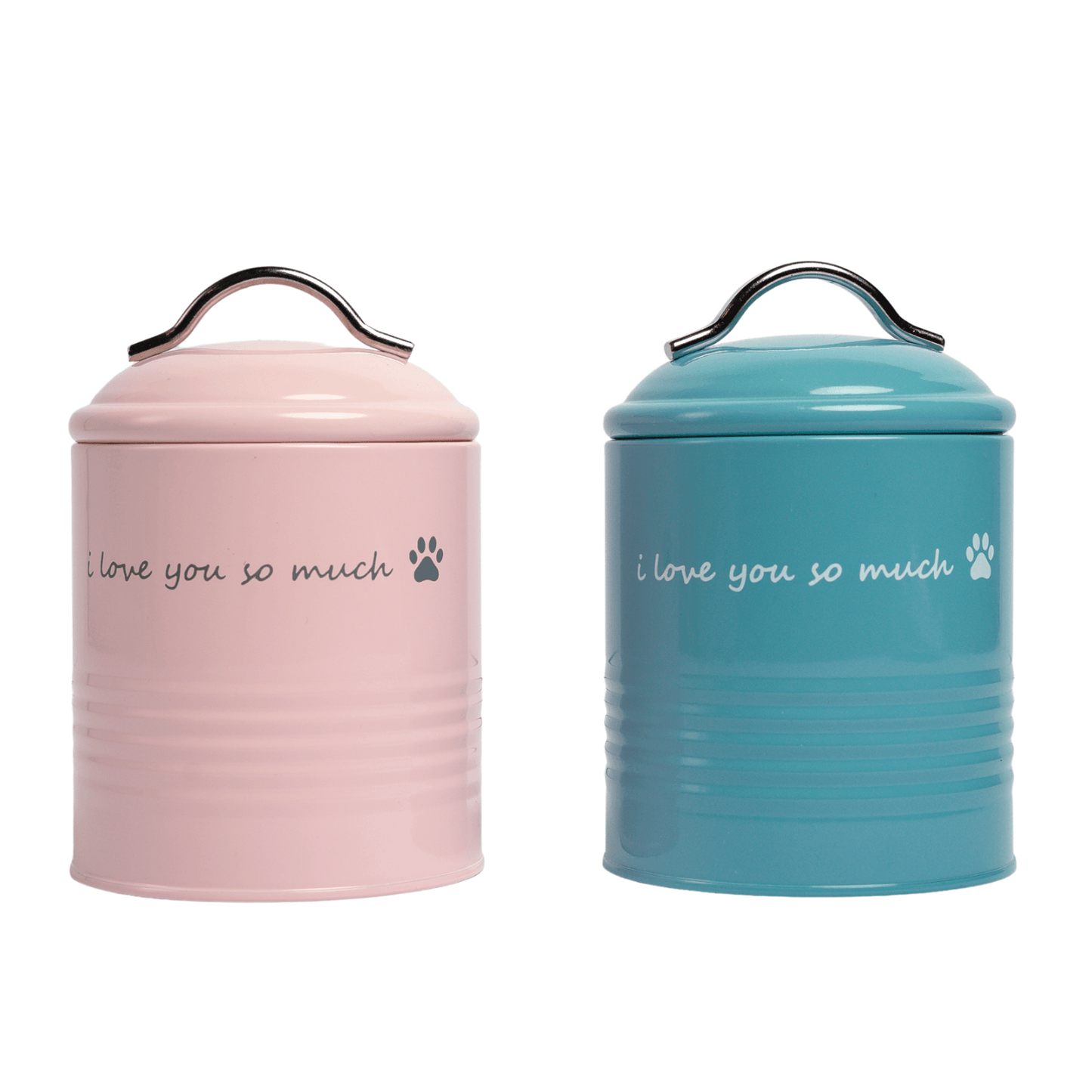 I Love You So Much Dog Treat Canister Set in Blush Pink & Sky Blue-2