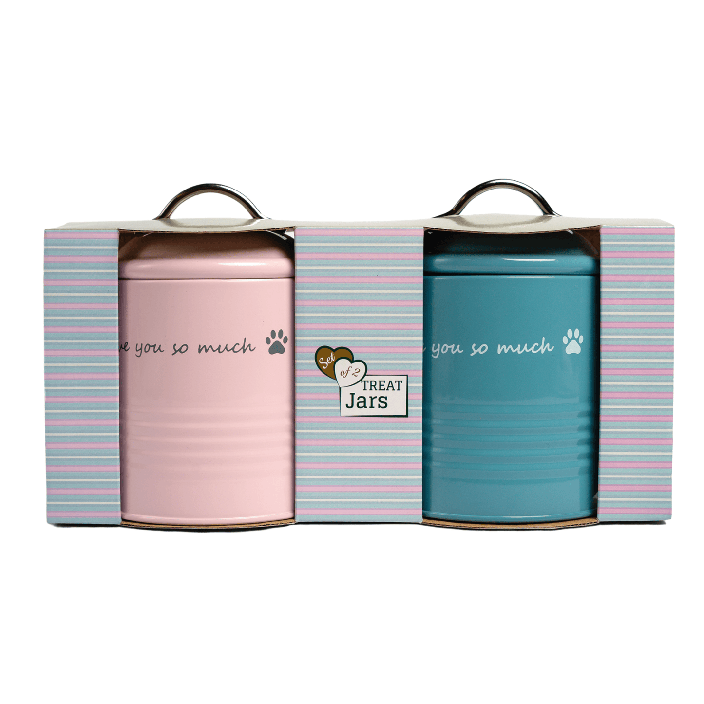 I Love You So Much Dog Treat Canister Set in Blush Pink & Sky Blue-3