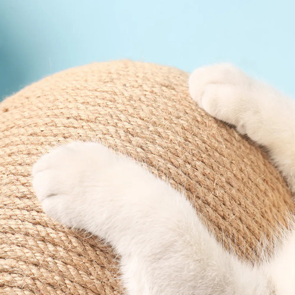 Vibe Geeks Cat Wooden Scratching Post Interactive Sisal Pet Scratching Ball-3