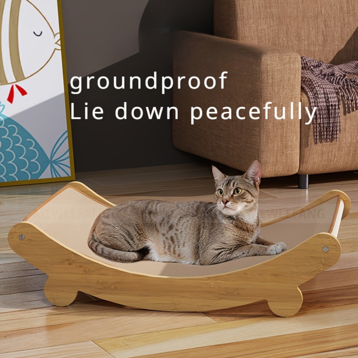 Space-Saving Wooden Cat Scratcher Tower for Cats-2