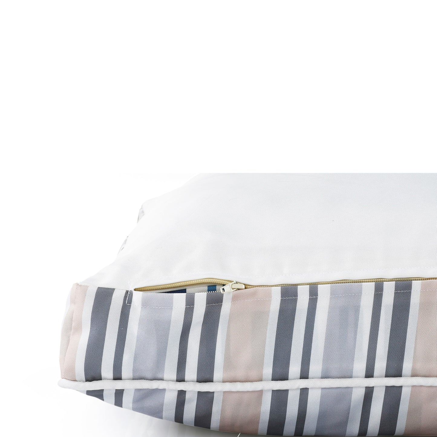 24" X 36" Gray Tan And White Striped Pillow Style Pet Bed With Removable Cover-6