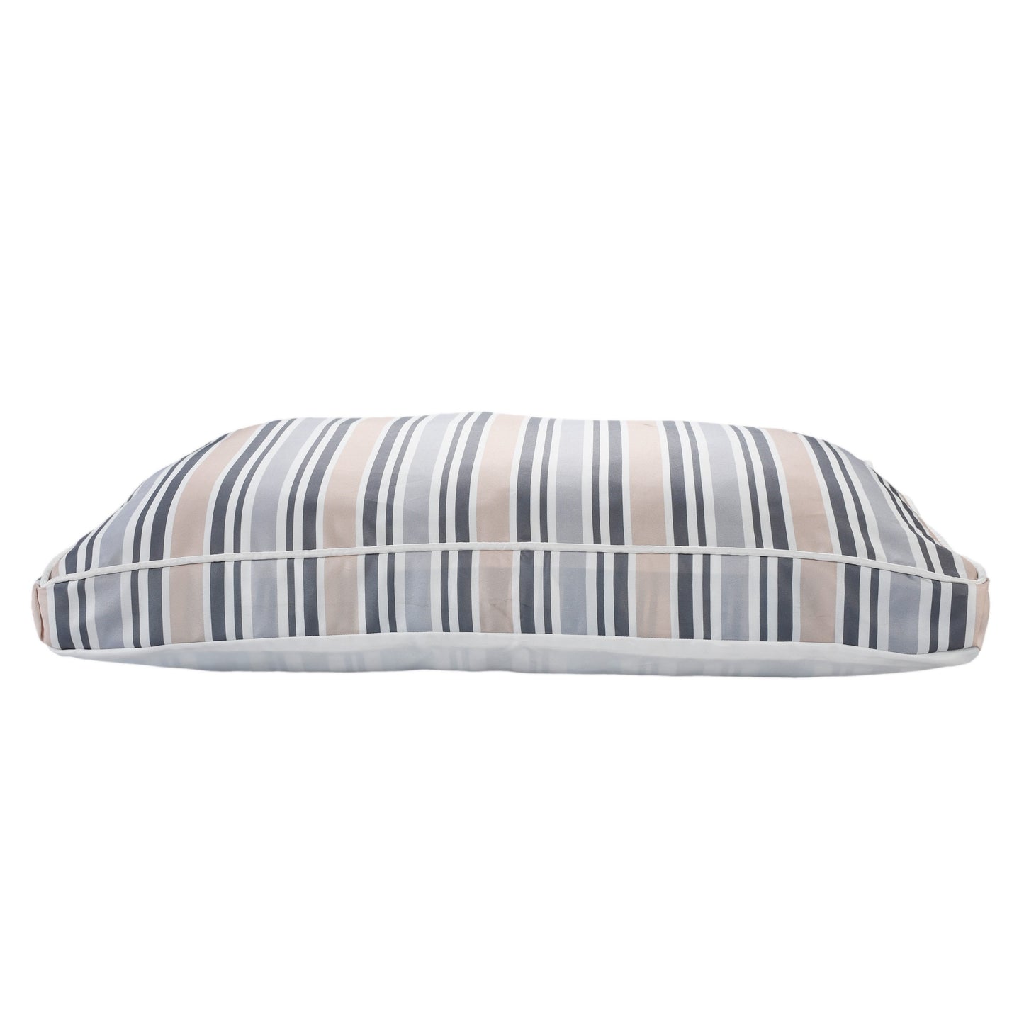 24" X 36" Gray Tan And White Striped Pillow Style Pet Bed With Removable Cover-2