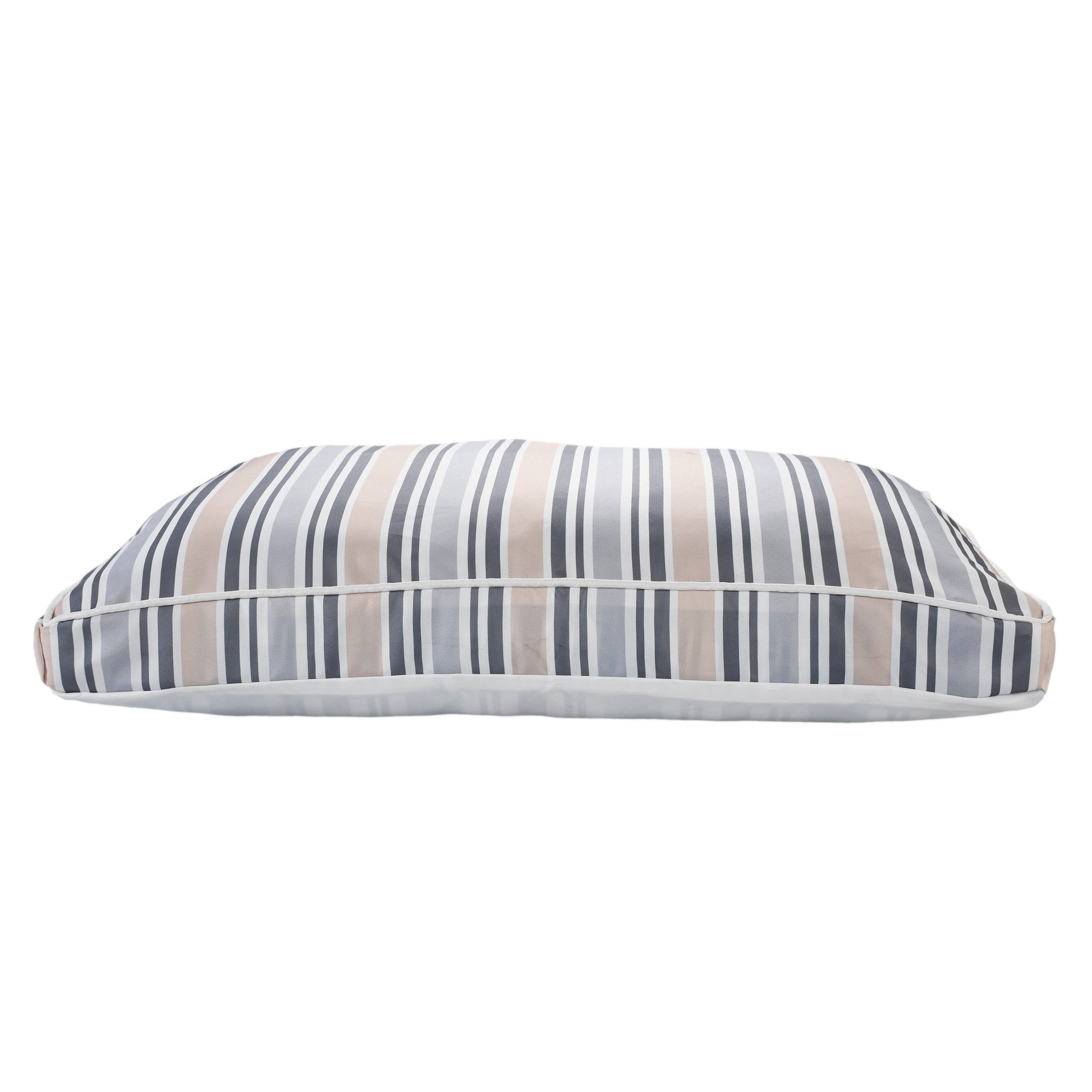 24" X 36" Gray Tan And White Striped Pillow Style Pet Bed With Removable Cover-2