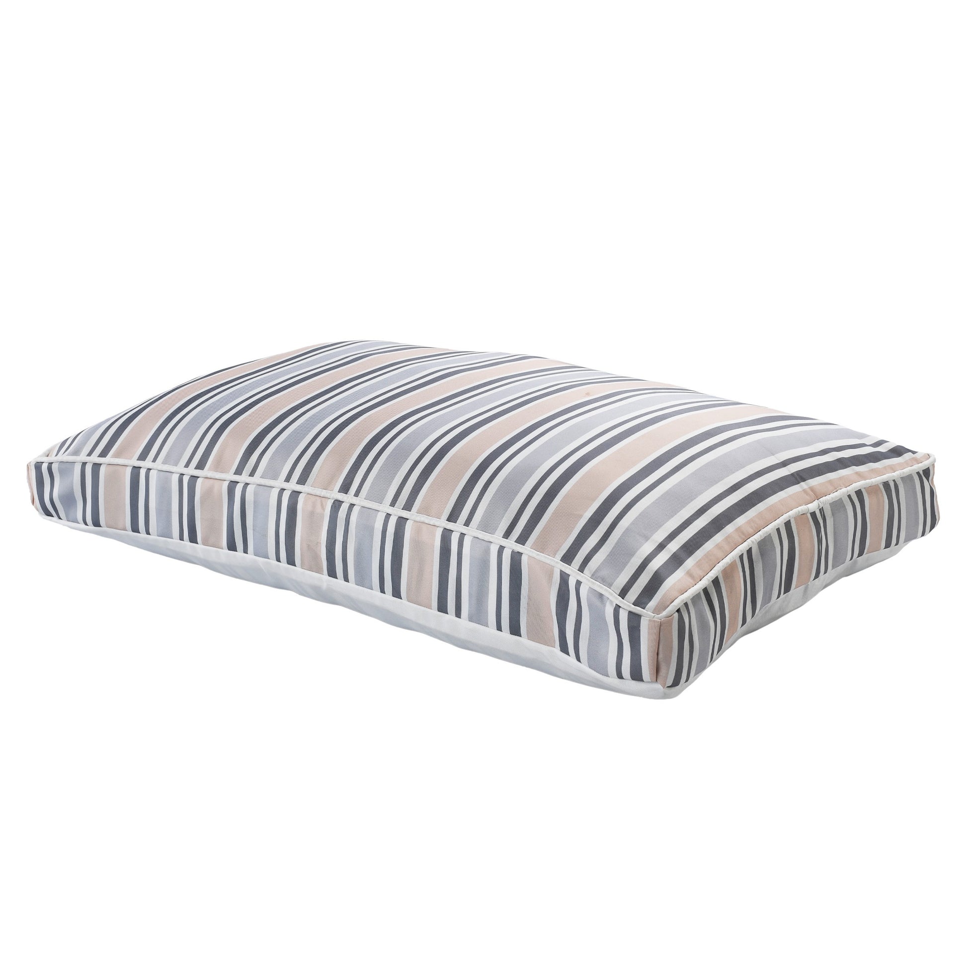 24" X 36" Gray Tan And White Striped Pillow Style Pet Bed With Removable Cover-3