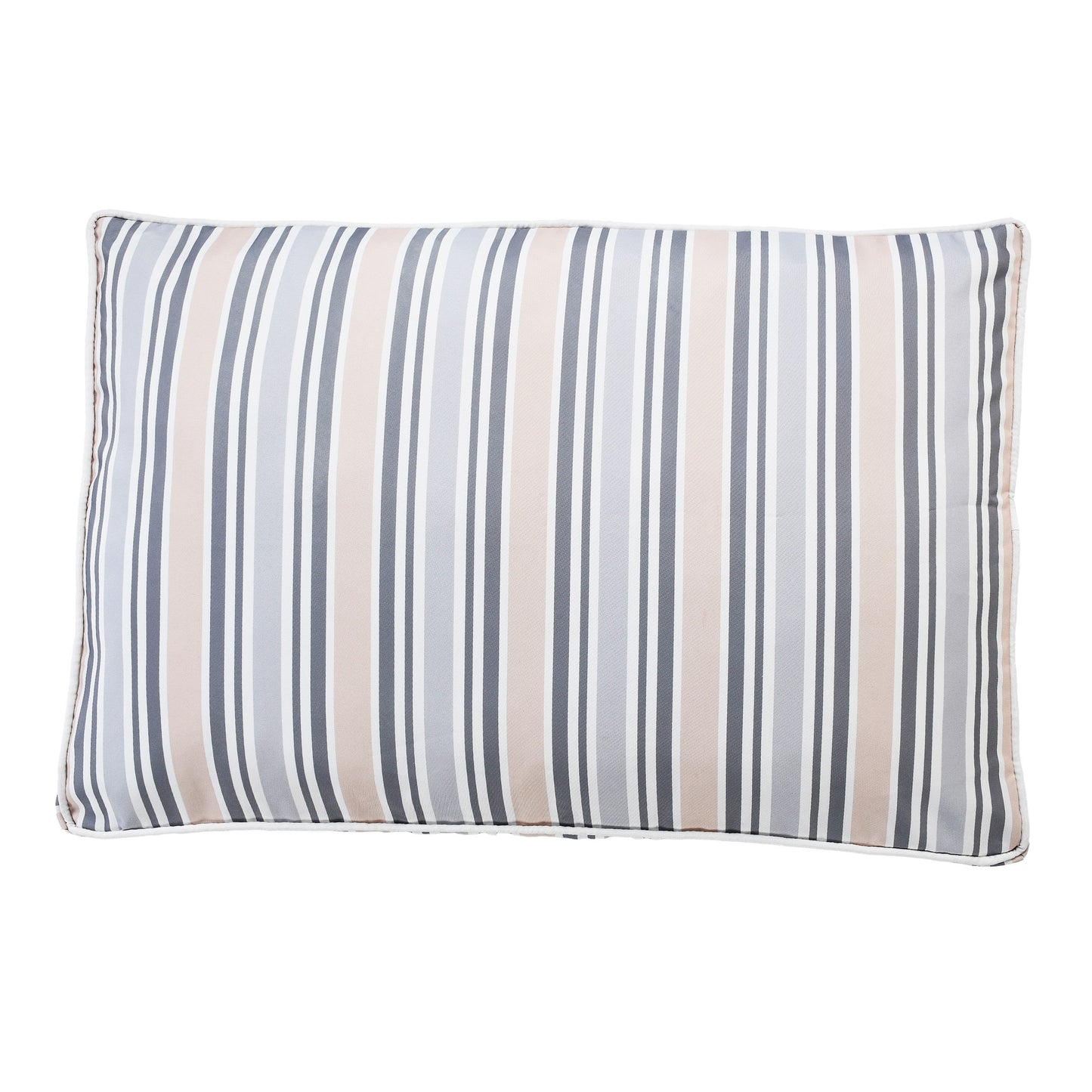 24" X 36" Gray Tan And White Striped Pillow Style Pet Bed With Removable Cover-4
