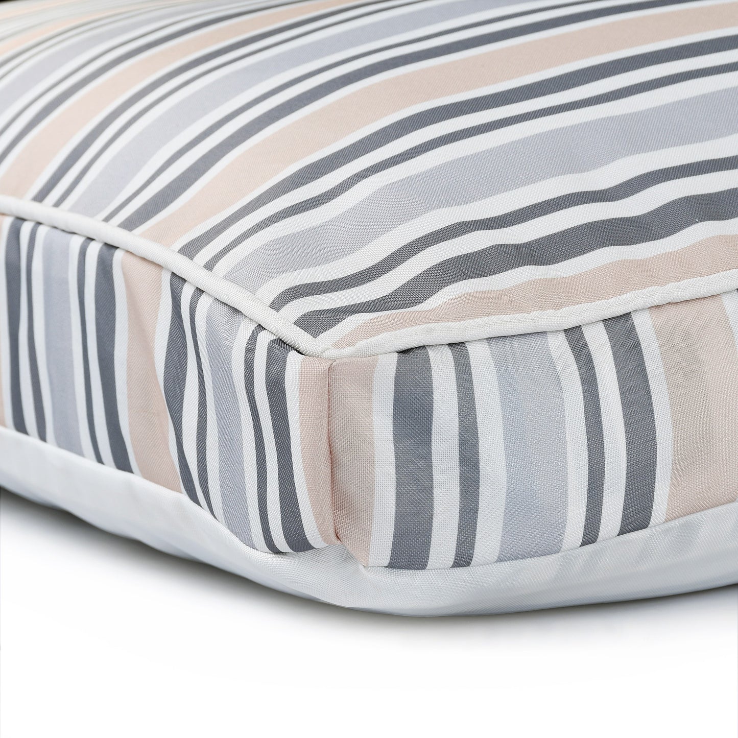 24" X 36" Gray Tan And White Striped Pillow Style Pet Bed With Removable Cover-7