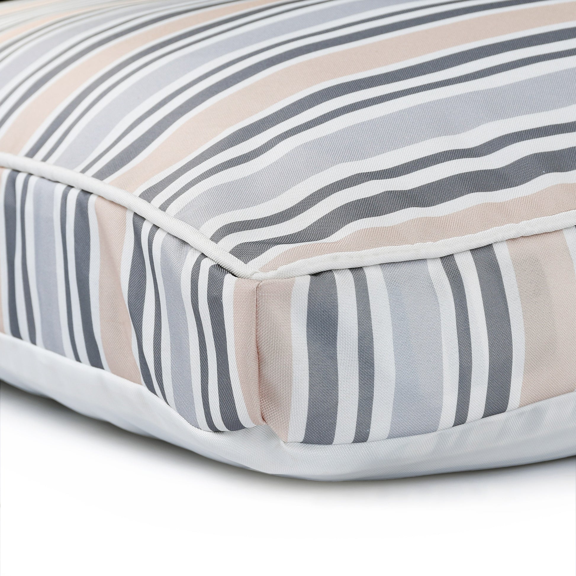 24" X 36" Gray Tan And White Striped Pillow Style Pet Bed With Removable Cover-7